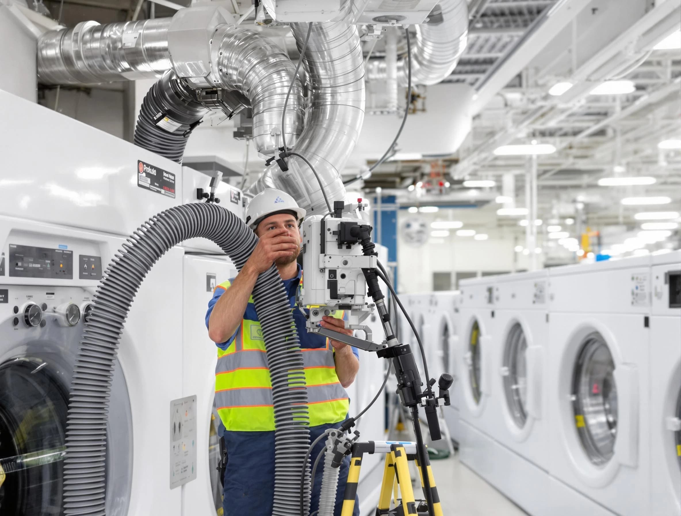Mountain Brook Dryer Vent Cleaning team performing commercial-grade dryer vent cleaning at a business facility in Mountain Brook