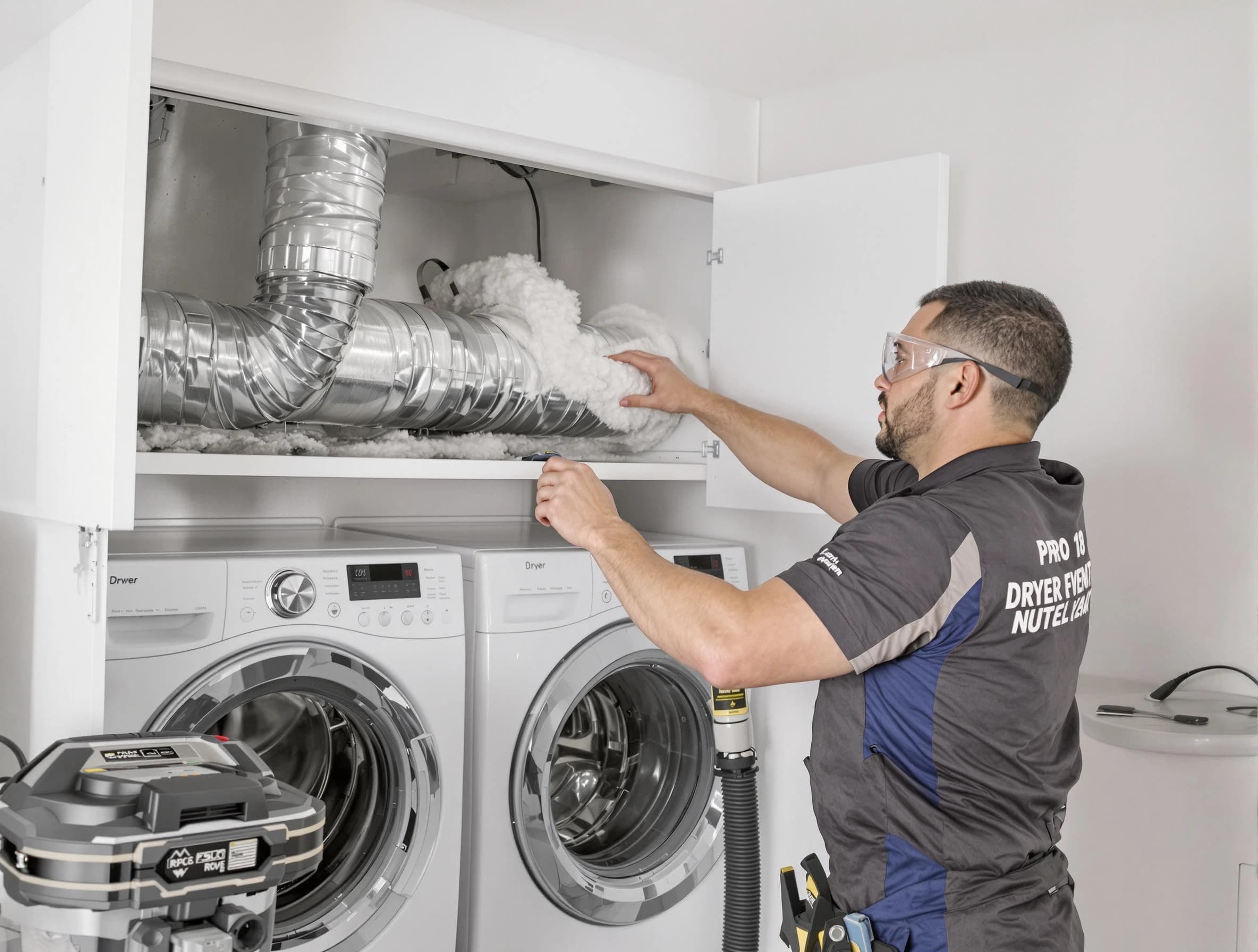Mountain Brook Dryer Vent Cleaning certified technician performing specialized gas dryer vent cleaning in Mountain Brook