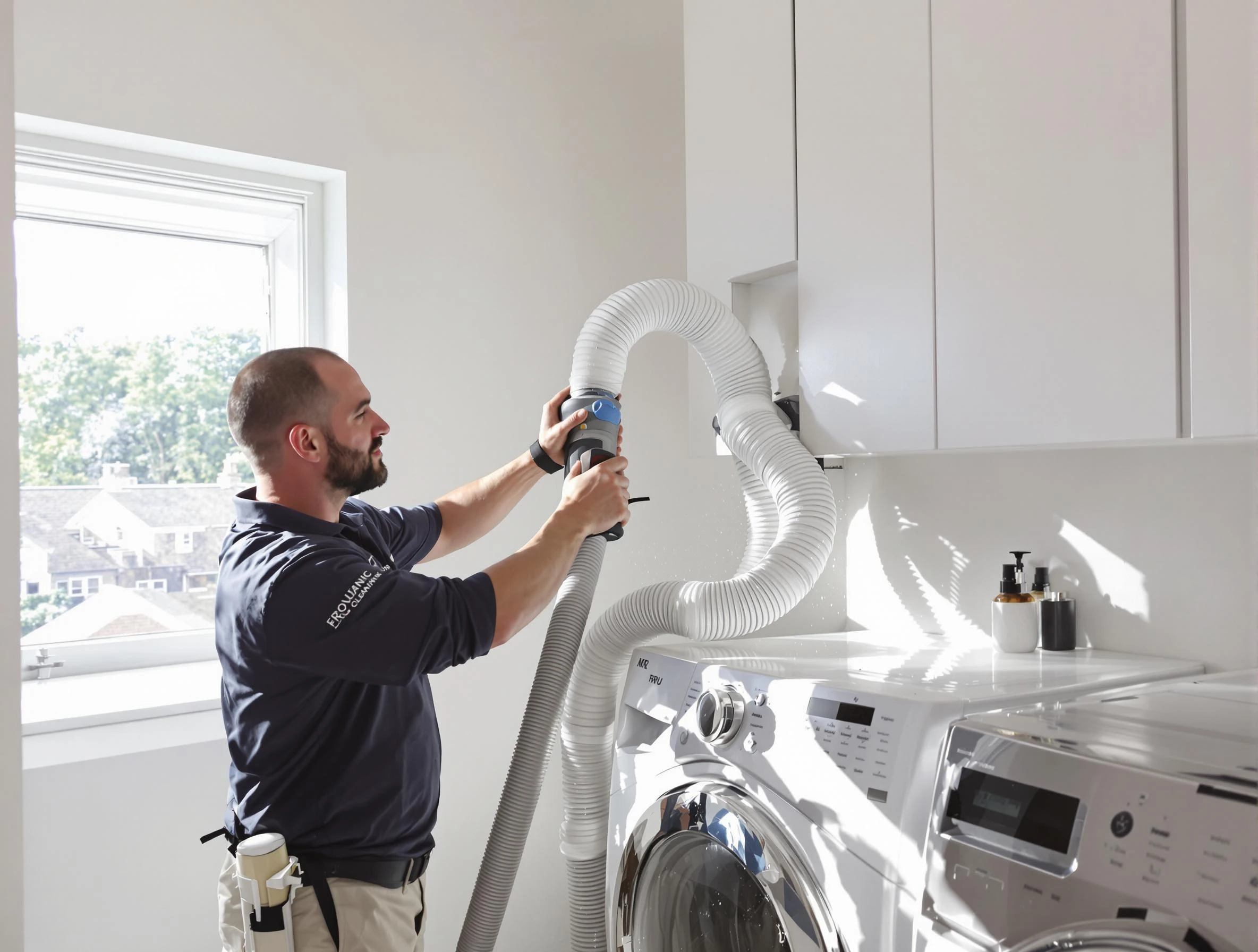 Certified Mountain Brook Dryer Vent Cleaning technician performing dryer vent cleaning in Mountain Brook