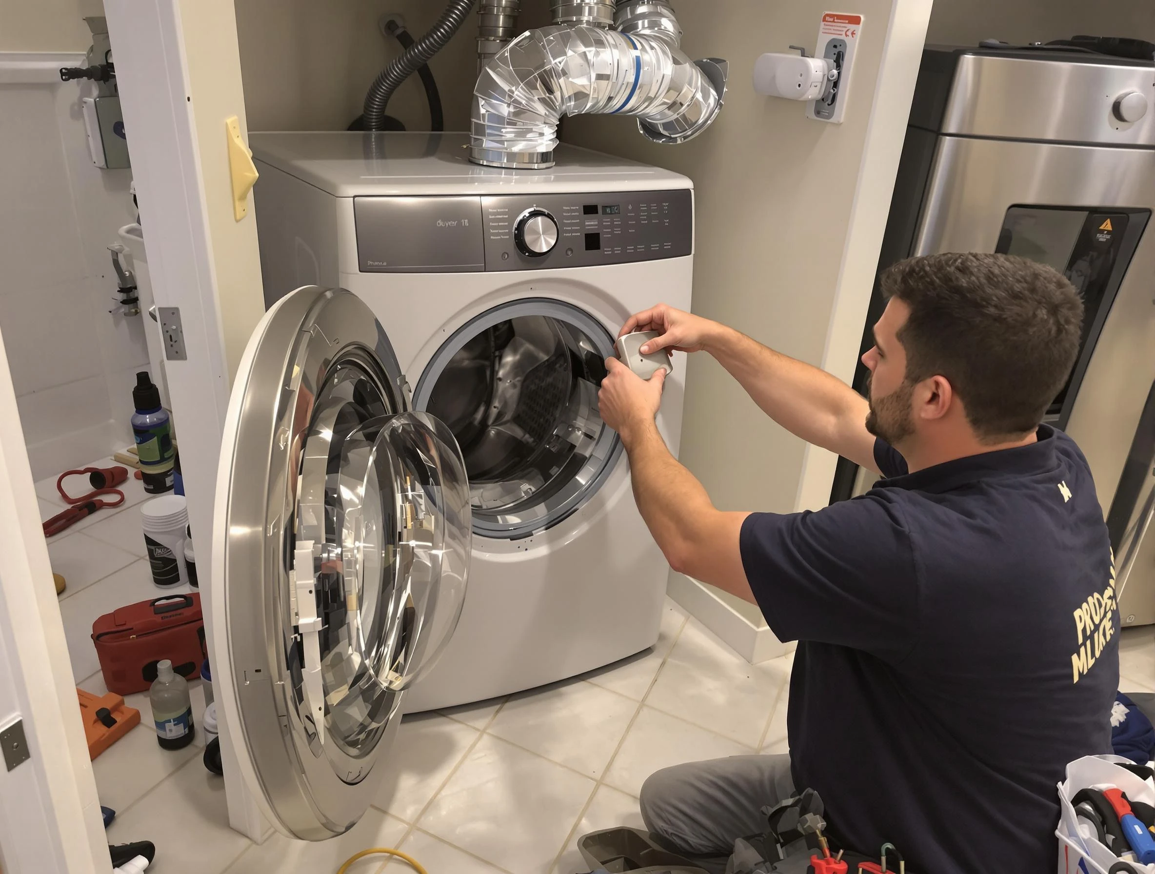 Mountain Brook Dryer Vent Cleaning technician performing precise dryer vent hose installation in Mountain Brook